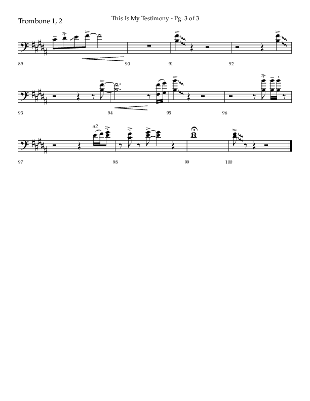 This Is My Testimony with I Love To Tell The Story (Choral Anthem SATB) Trombone 1/2 (Lifeway Choral / Arr. Bradley Knight)