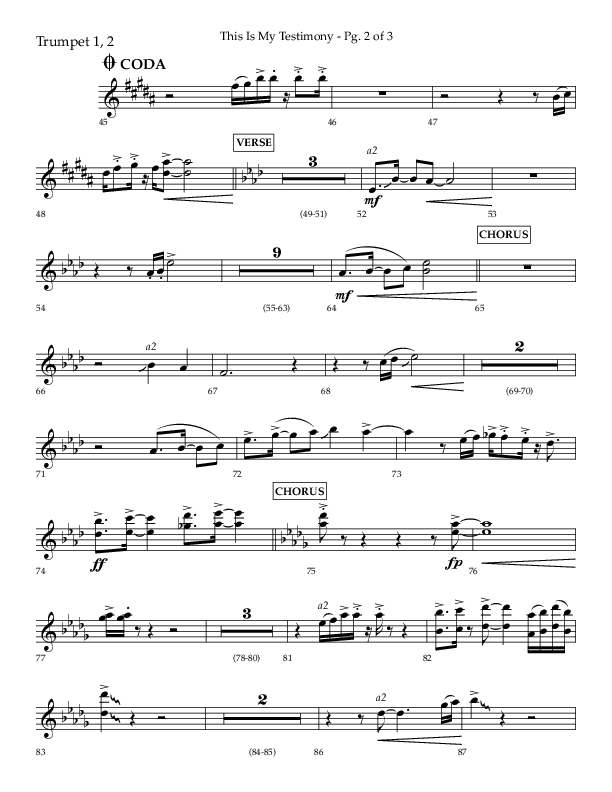 This Is My Testimony with I Love To Tell The Story (Choral Anthem SATB) Trumpet 1,2 (Lifeway Choral / Arr. Bradley Knight)