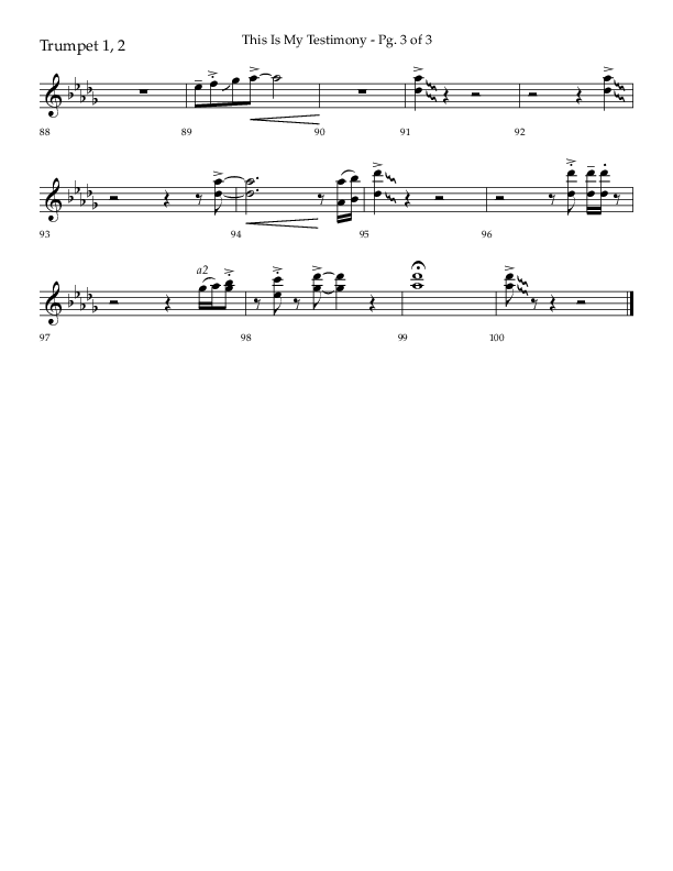 This Is My Testimony with I Love To Tell The Story (Choral Anthem SATB) Trumpet 1,2 (Lifeway Choral / Arr. Bradley Knight)