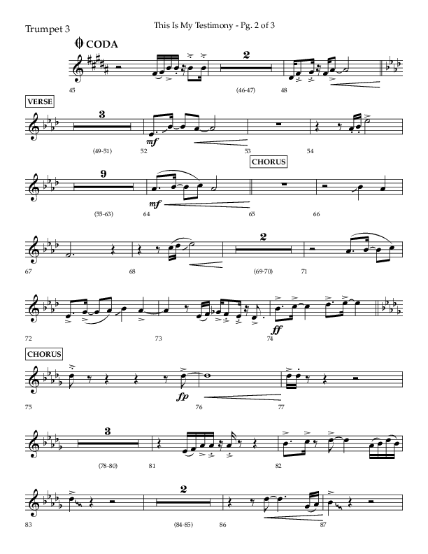 This Is My Testimony with I Love To Tell The Story (Choral Anthem SATB) Trumpet 3 (Lifeway Choral / Arr. Bradley Knight)