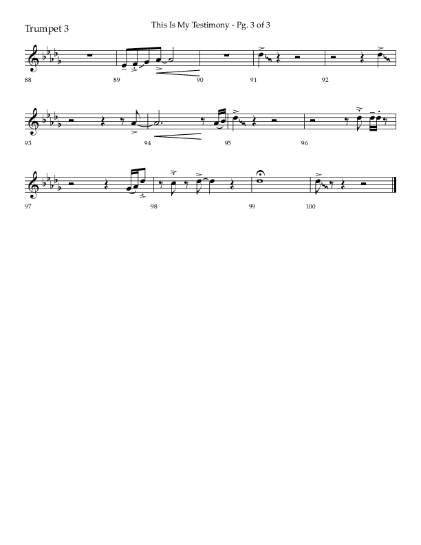 This Is My Testimony with I Love To Tell The Story (Choral Anthem SATB) Trumpet 3 (Lifeway Choral / Arr. Bradley Knight)