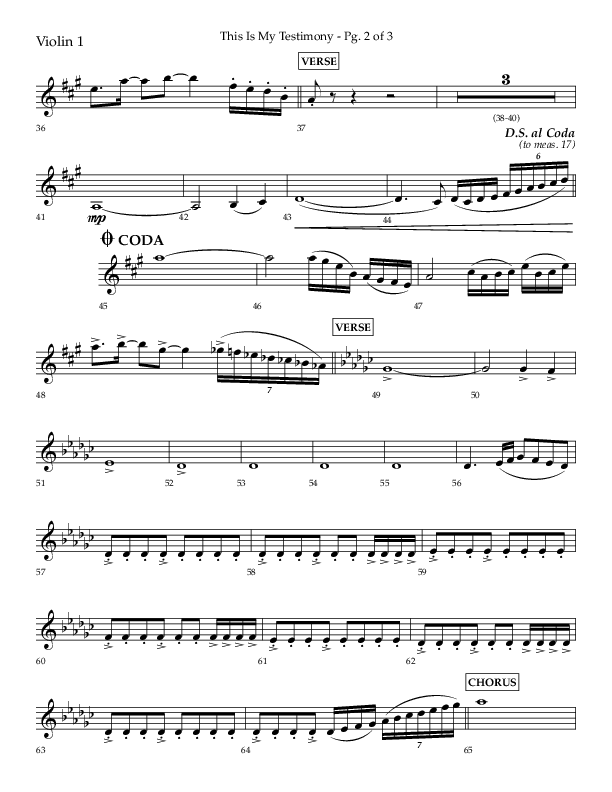 This Is My Testimony with I Love To Tell The Story (Choral Anthem SATB) Violin 1 (Lifeway Choral / Arr. Bradley Knight)