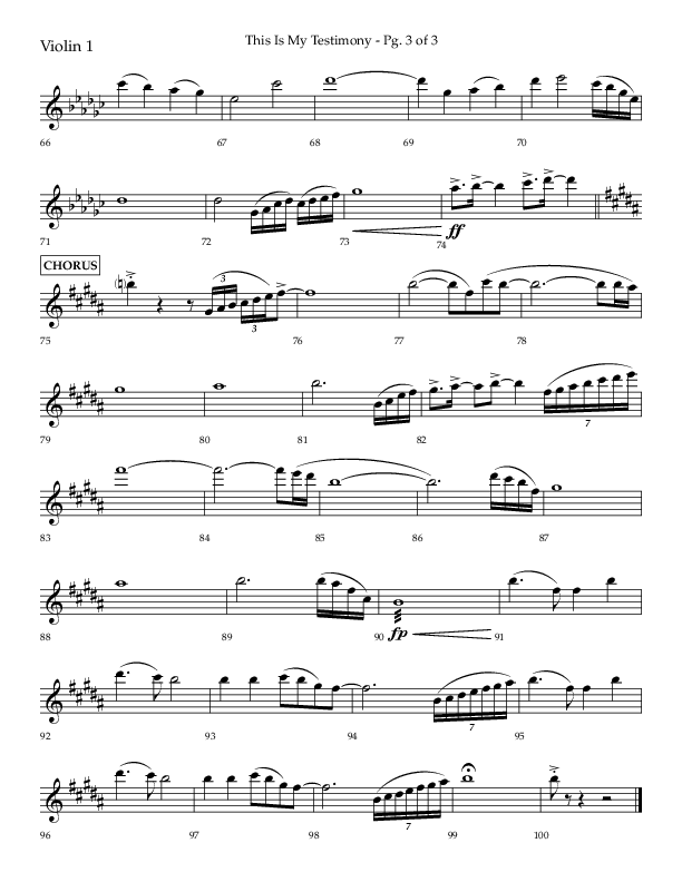 This Is My Testimony with I Love To Tell The Story (Choral Anthem SATB) Violin 1 (Lifeway Choral / Arr. Bradley Knight)