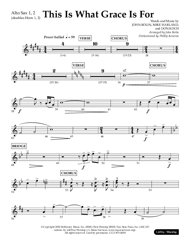 This Is What Grace Is For (Choral Anthem SATB) Alto Sax 1/2 (Lifeway Choral / Arr. John Bolin / Orch. Phillip Keveren)