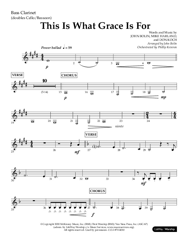 This Is What Grace Is For (Choral Anthem SATB) Bass Clarinet (Lifeway Choral / Arr. John Bolin / Orch. Phillip Keveren)