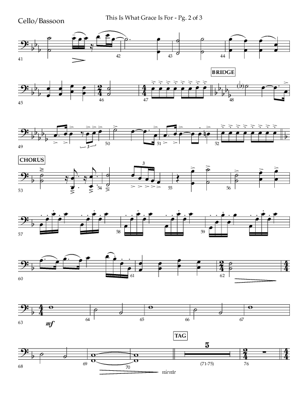 This Is What Grace Is For (Choral Anthem SATB) Cello (Lifeway Choral / Arr. John Bolin / Orch. Phillip Keveren)