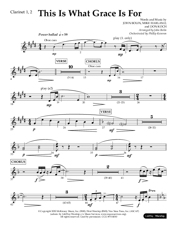 This Is What Grace Is For (Choral Anthem SATB) Clarinet 1/2 (Lifeway Choral / Arr. John Bolin / Orch. Phillip Keveren)