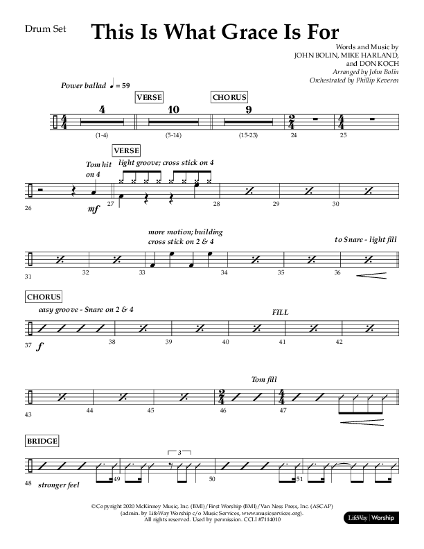 This Is What Grace Is For (Choral Anthem SATB) Drum Set (Lifeway Choral / Arr. John Bolin / Orch. Phillip Keveren)