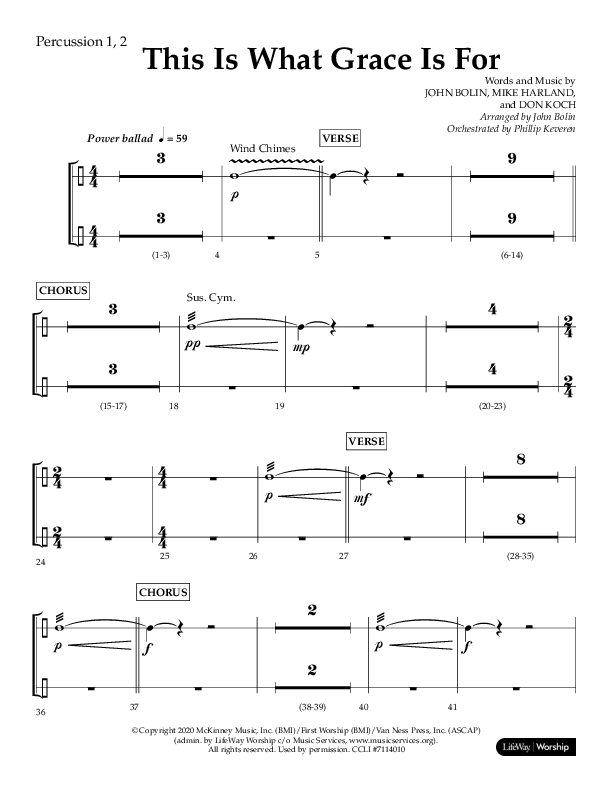 This Is What Grace Is For (Choral Anthem SATB) Percussion 1/2 (Lifeway Choral / Arr. John Bolin / Orch. Phillip Keveren)