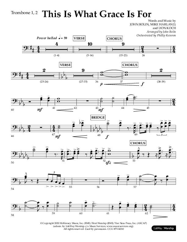 This Is What Grace Is For (Choral Anthem SATB) Trombone 1/2 (Lifeway Choral / Arr. John Bolin / Orch. Phillip Keveren)