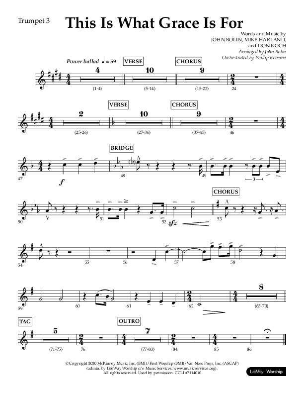 This Is What Grace Is For (Choral Anthem SATB) Trumpet 3 (Lifeway Choral / Arr. John Bolin / Orch. Phillip Keveren)