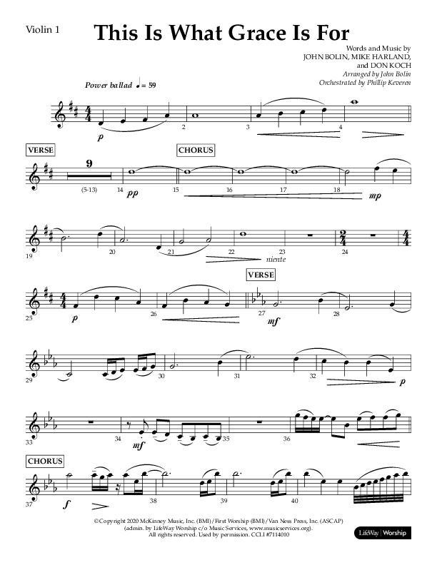 This Is What Grace Is For (Choral Anthem SATB) Violin 1 (Lifeway Choral / Arr. John Bolin / Orch. Phillip Keveren)