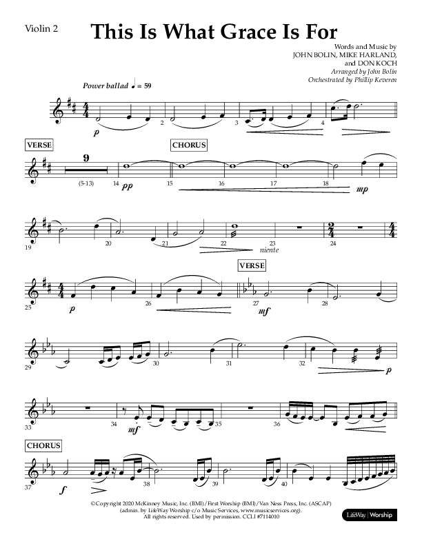 This Is What Grace Is For (Choral Anthem SATB) Violin 2 (Lifeway Choral / Arr. John Bolin / Orch. Phillip Keveren)