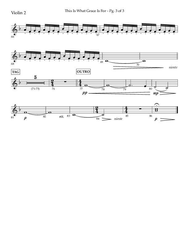 This Is What Grace Is For (Choral Anthem SATB) Violin 2 (Lifeway Choral / Arr. John Bolin / Orch. Phillip Keveren)