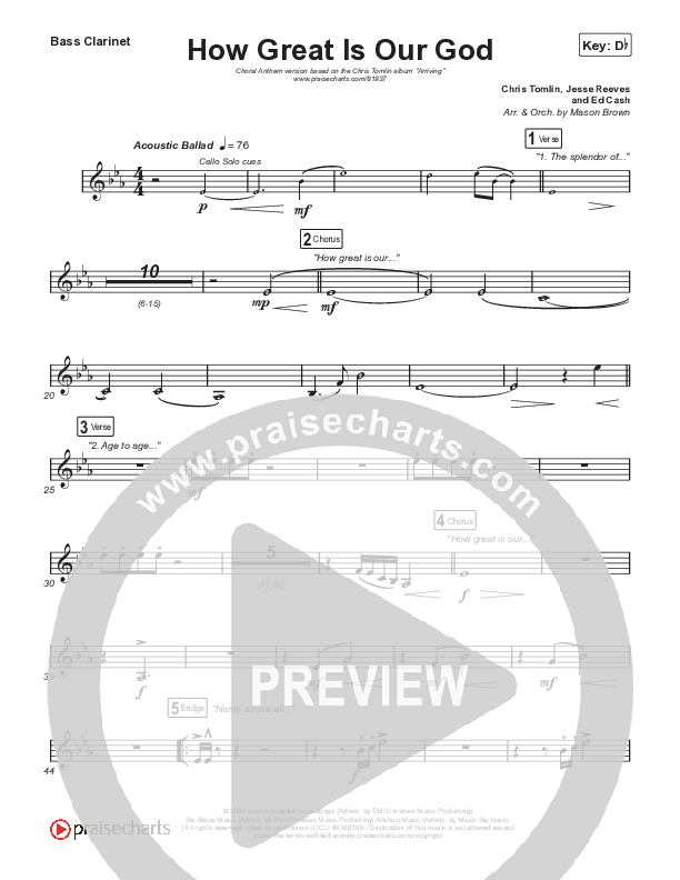 How Great Is Our God (Choral Anthem SATB) Bass Clarinet (Chris Tomlin / Arr. Mason Brown)