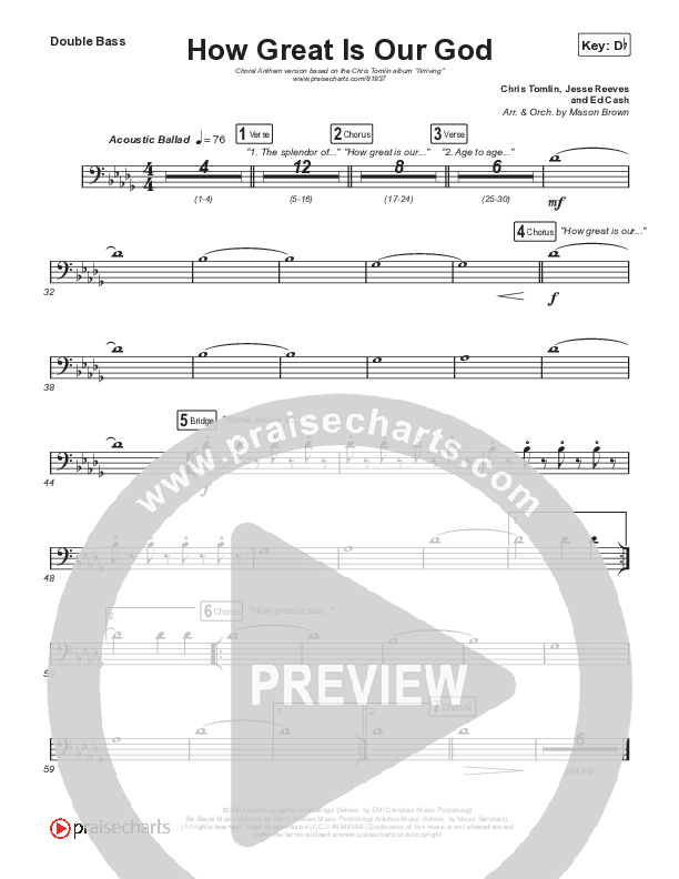 How Great Is Our God (Choral Anthem SATB) String Bass (Chris Tomlin / Arr. Mason Brown)