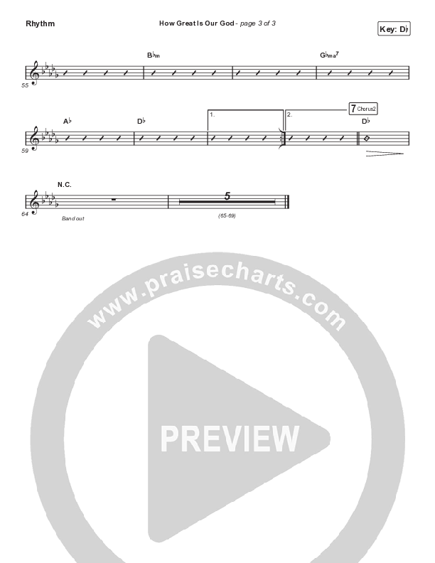 How Great Is Our God (Choral Anthem SATB) Rhythm Chart (Chris Tomlin / Arr. Mason Brown)