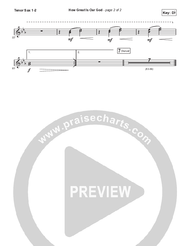 How Great Is Our God (Choral Anthem SATB) Tenor Sax 1,2 (Chris Tomlin / Arr. Mason Brown)