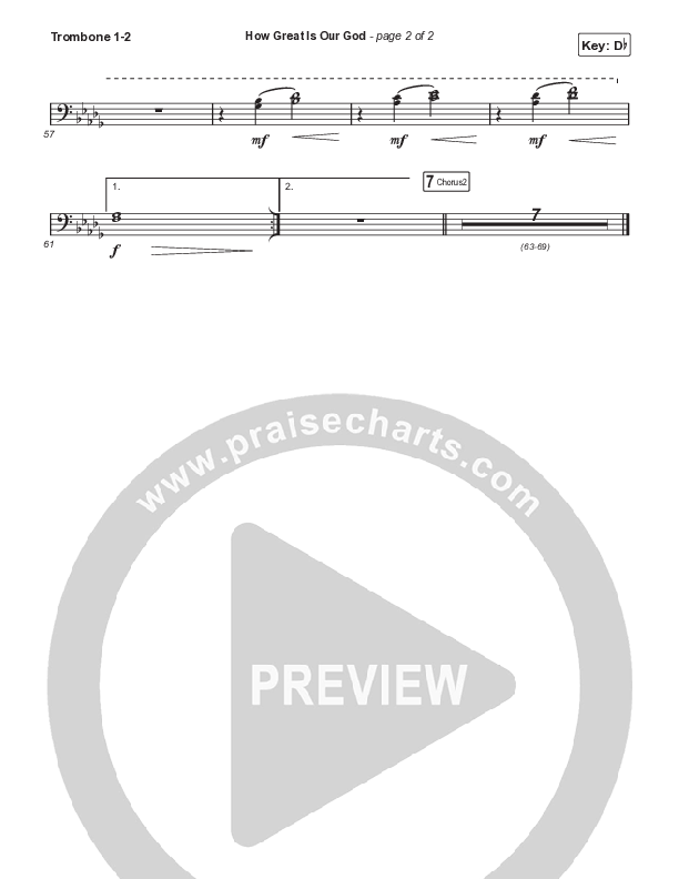 How Great Is Our God (Choral Anthem SATB) Trombone 1,2 (Chris Tomlin / Arr. Mason Brown)