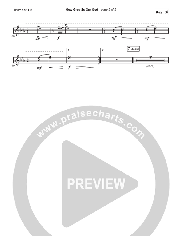 How Great Is Our God (Choral Anthem SATB) Trumpet 1,2 (Chris Tomlin / Arr. Mason Brown)