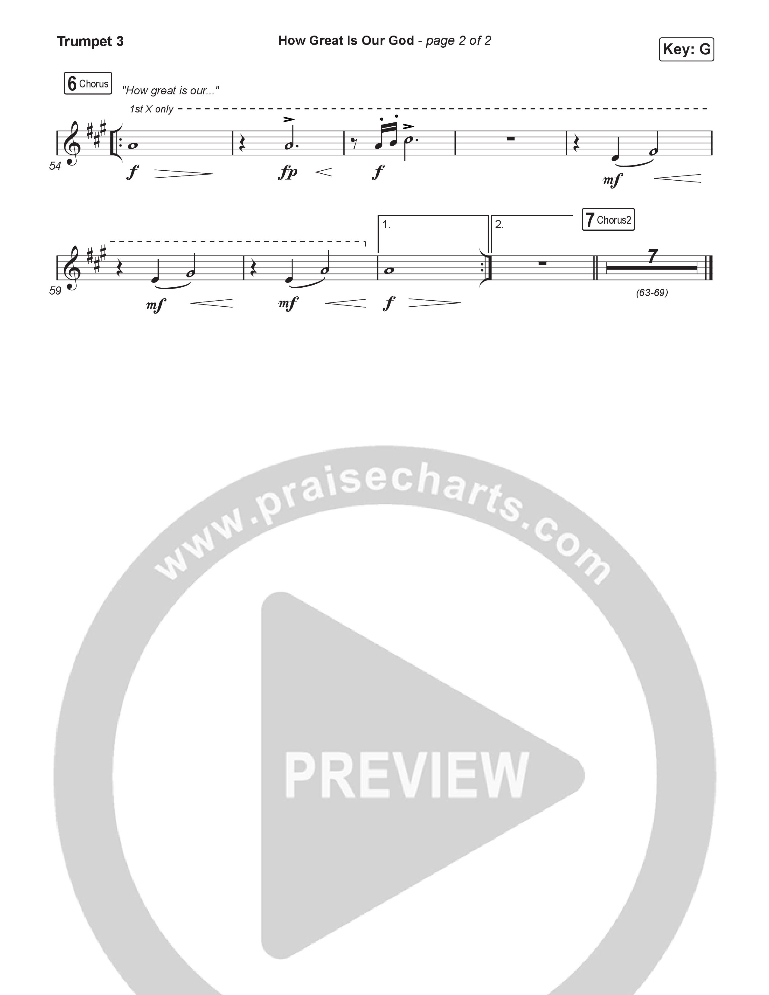 How Great Is Our God (Worship Choir/SAB) Trumpet 3 (Chris Tomlin / Arr. Luke Gambill / Orch. Mason Brown)