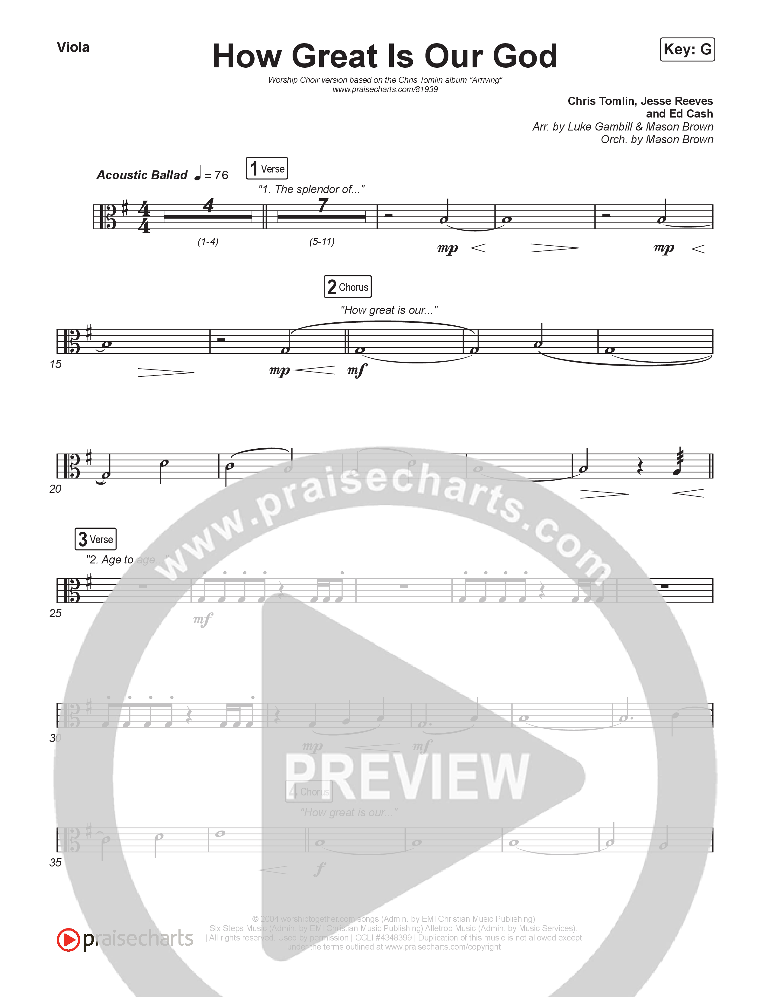 How Great Is Our God (Worship Choir/SAB) String Pack (Chris Tomlin / Arr. Luke Gambill / Orch. Mason Brown)