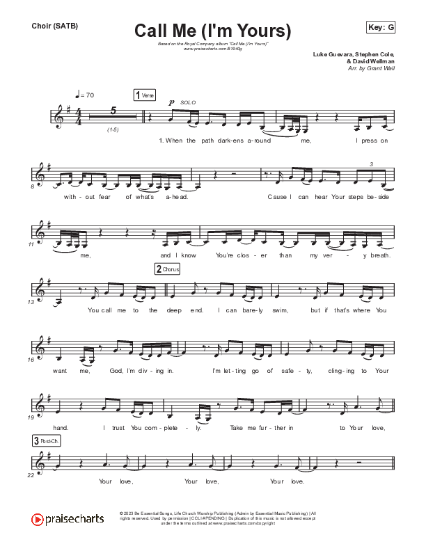Call Me (I'm Yours) Choir Sheet (SATB) (Royal Company)