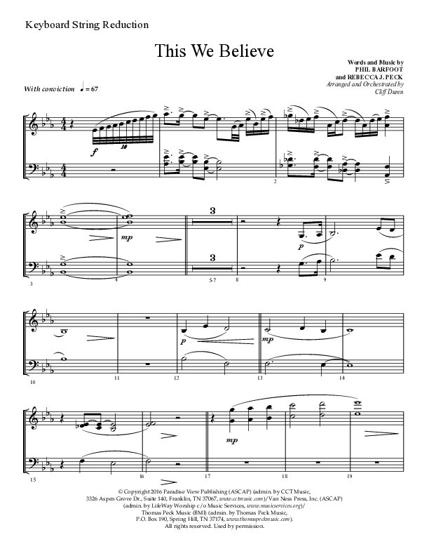 This We Believe (Choral Anthem SATB) String Reduction Sheet Music PDF (Lifeway Choral / Arr ...