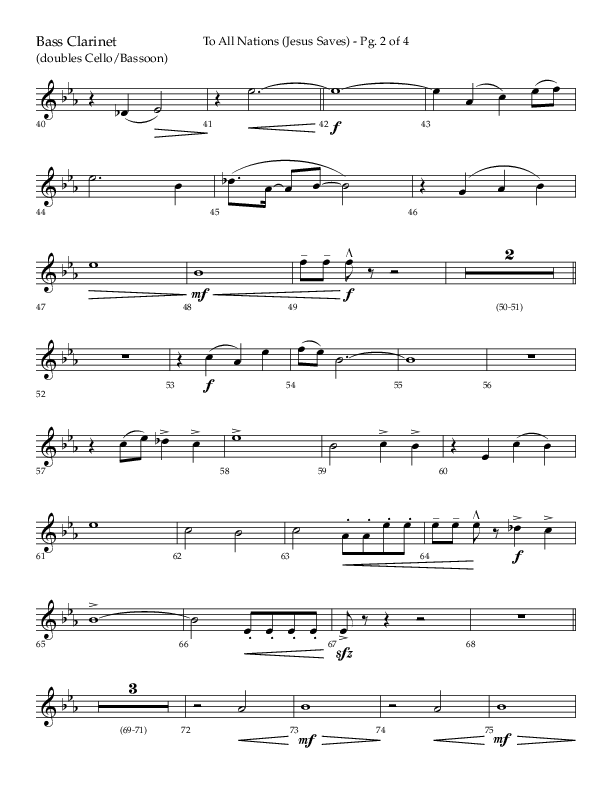 To All Nations (Jesus Saves) (Choral Anthem SATB) Bass Clarinet (Lifeway Choral / Arr. David Wise / Orch. David Shipps)