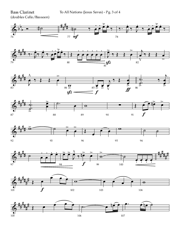 To All Nations (Jesus Saves) (Choral Anthem SATB) Bass Clarinet (Lifeway Choral / Arr. David Wise / Orch. David Shipps)