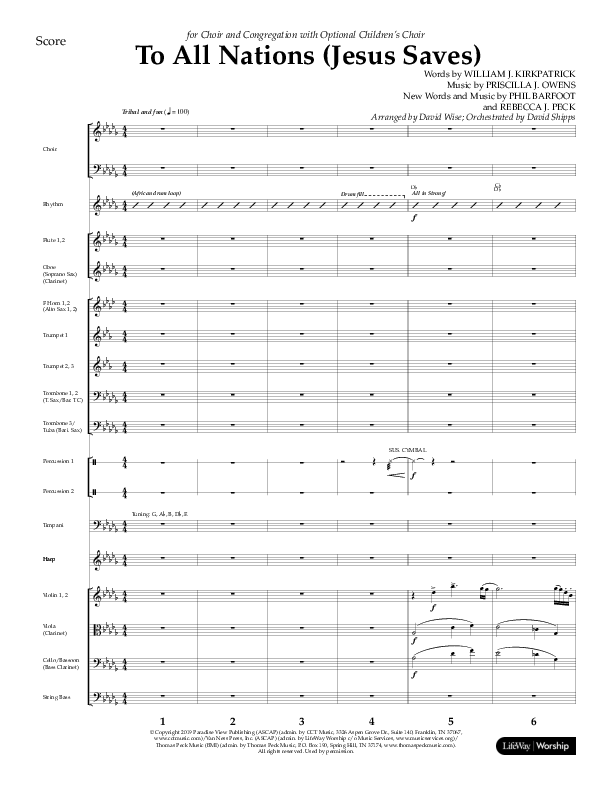 To All Nations (Jesus Saves) (Choral Anthem SATB) Conductor's Score (Lifeway Choral / Arr. David Wise / Orch. David Shipps)