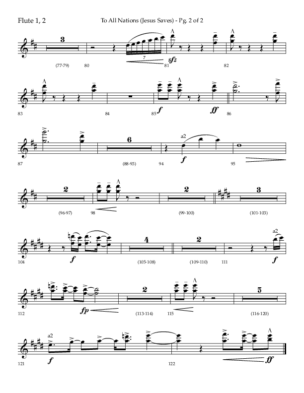 To All Nations (Jesus Saves) (Choral Anthem SATB) Flute 1/2 (Lifeway Choral / Arr. David Wise / Orch. David Shipps)