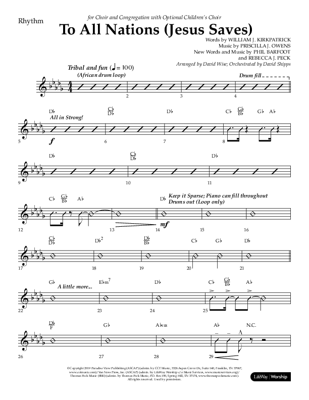 To All Nations (Jesus Saves) (Choral Anthem SATB) Lead Melody & Rhythm (Lifeway Choral / Arr. David Wise / Orch. David Shipps)