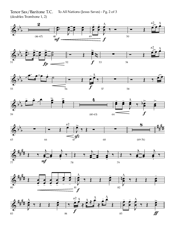 To All Nations (Jesus Saves) (Choral Anthem SATB) Tenor Sax/Baritone T.C. (Lifeway Choral / Arr. David Wise / Orch. David Shipps)