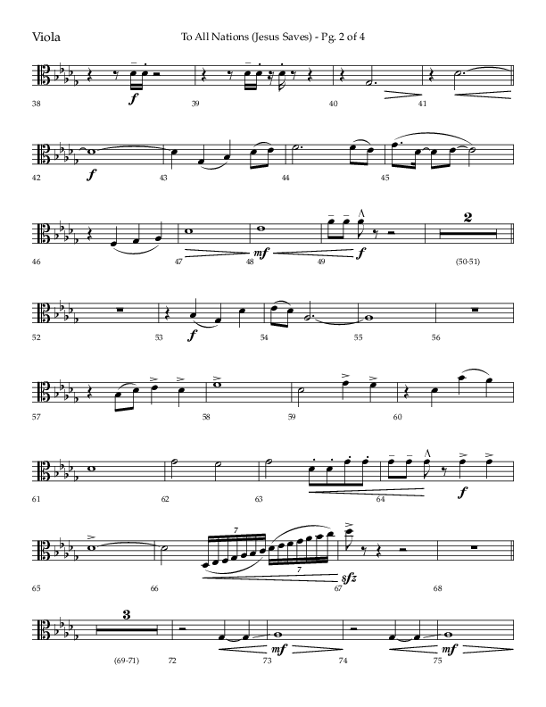 To All Nations (Jesus Saves) (Choral Anthem SATB) Viola (Lifeway Choral / Arr. David Wise / Orch. David Shipps)