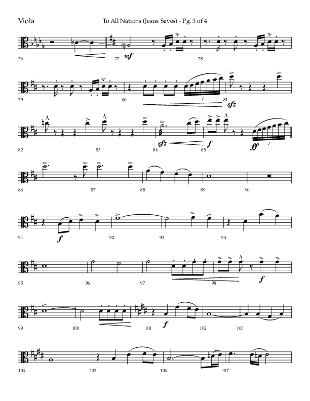 To All Nations (Jesus Saves) (Choral Anthem SATB) Viola (Lifeway Choral / Arr. David Wise / Orch. David Shipps)