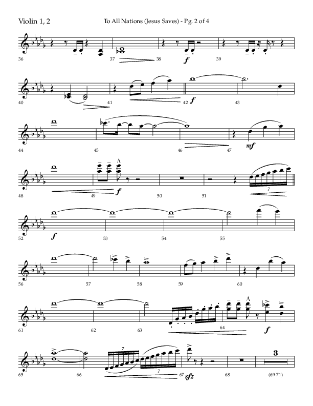 To All Nations (Jesus Saves) (Choral Anthem SATB) Violin 1/2 (Lifeway Choral / Arr. David Wise / Orch. David Shipps)