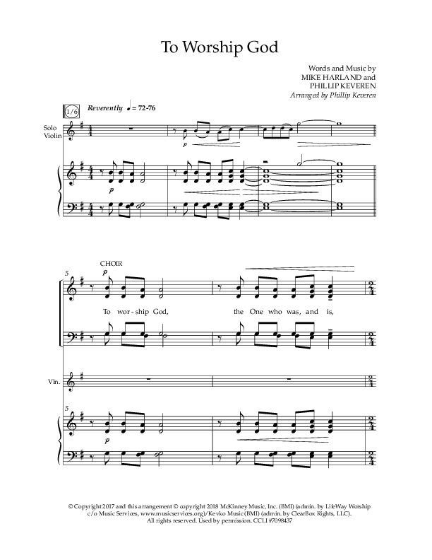 To Worship God (Choral Anthem SATB) Anthem (SATB/Piano) (Lifeway Choral / Arr. Phillip Keveren)