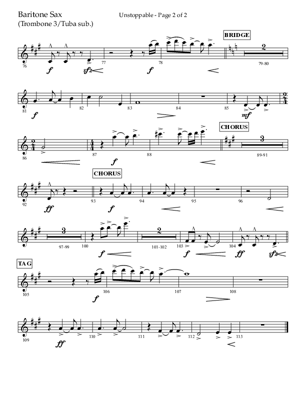 Unstoppable (Choral Anthem SATB) Bari Sax (Lifeway Choral / Arr. John Bolin / Arr. Don Koch / Orch. Cliff Duren)