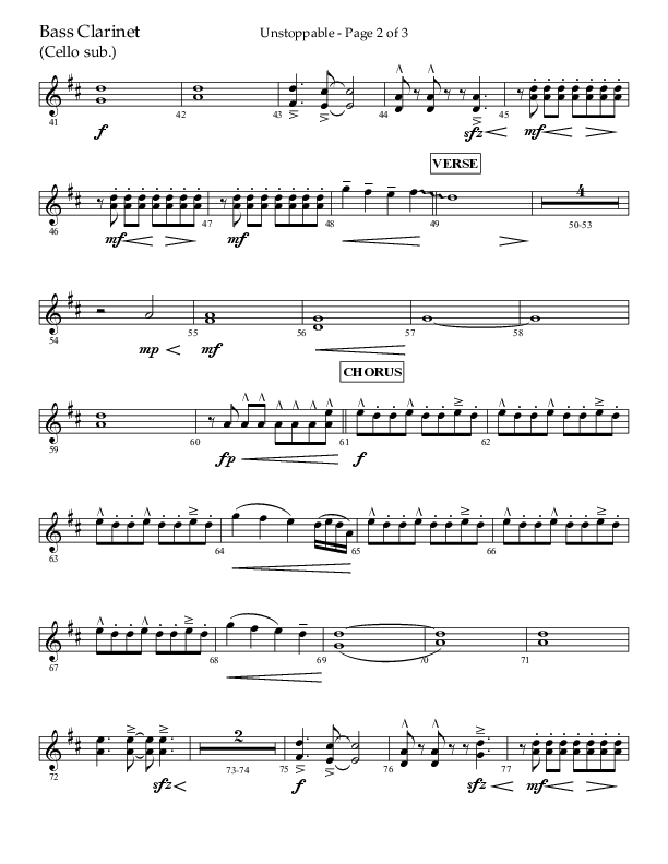 Unstoppable (Choral Anthem SATB) Bass Clarinet (Lifeway Choral / Arr. John Bolin / Arr. Don Koch / Orch. Cliff Duren)