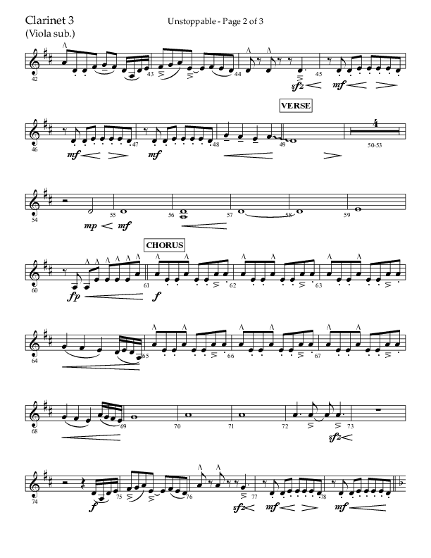 Unstoppable (Choral Anthem SATB) Clarinet 3 (Lifeway Choral / Arr. John Bolin / Arr. Don Koch / Orch. Cliff Duren)