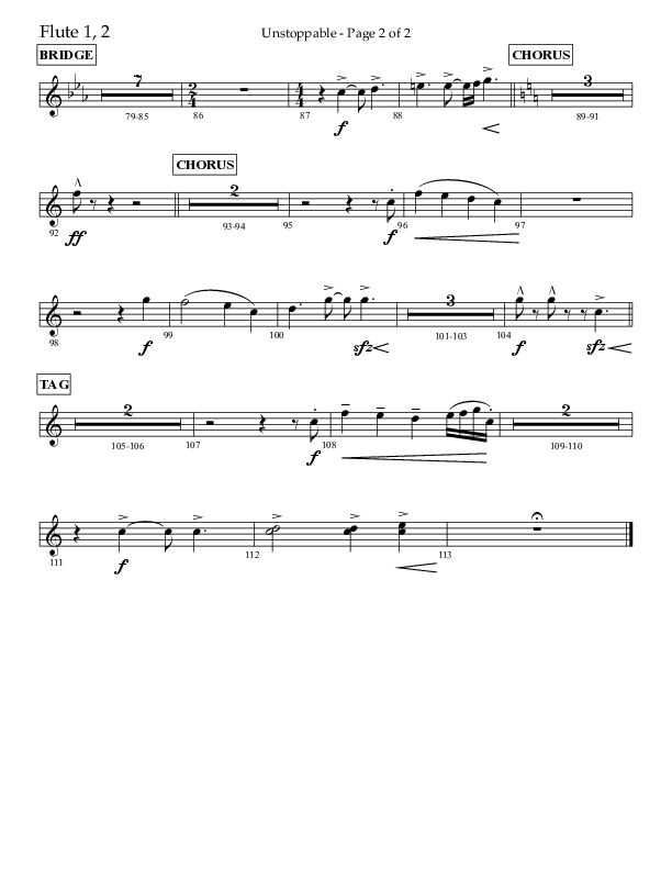 Unstoppable (Choral Anthem SATB) Flute 1/2 (Lifeway Choral / Arr. John Bolin / Arr. Don Koch / Orch. Cliff Duren)