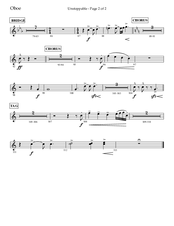 Unstoppable (Choral Anthem SATB) Oboe (Lifeway Choral / Arr. John Bolin / Arr. Don Koch / Orch. Cliff Duren)