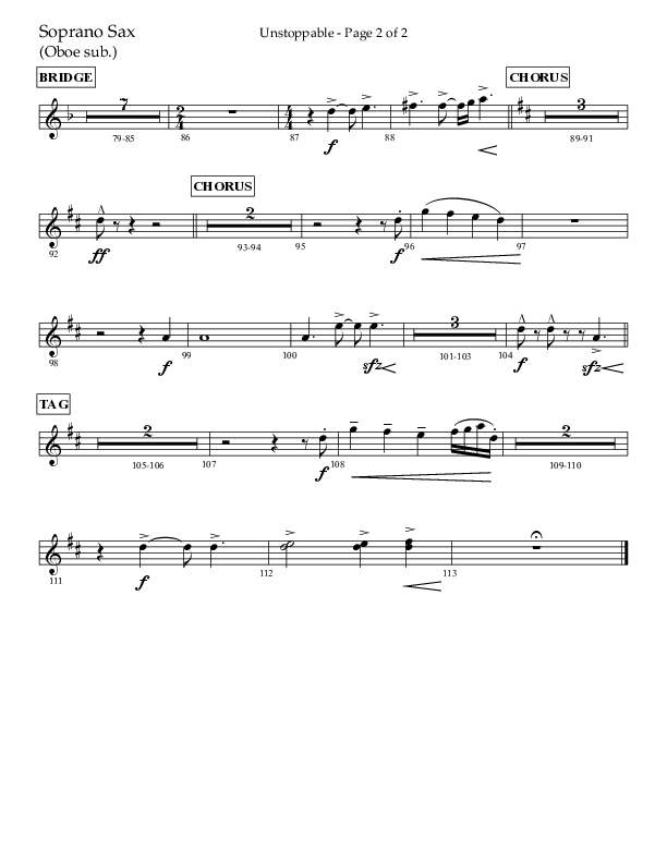 Unstoppable (Choral Anthem SATB) Soprano Sax (Lifeway Choral / Arr. John Bolin / Arr. Don Koch / Orch. Cliff Duren)