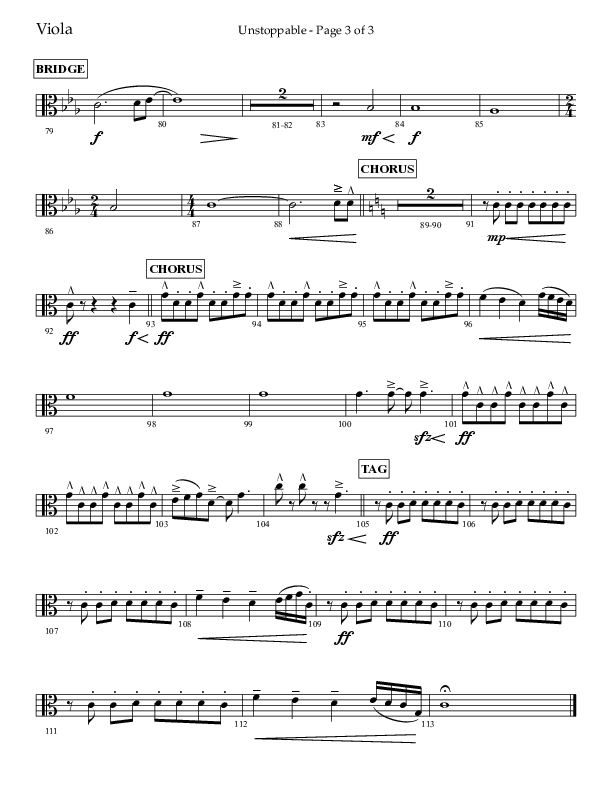 Unstoppable (Choral Anthem SATB) Viola (Lifeway Choral / Arr. John Bolin / Arr. Don Koch / Orch. Cliff Duren)