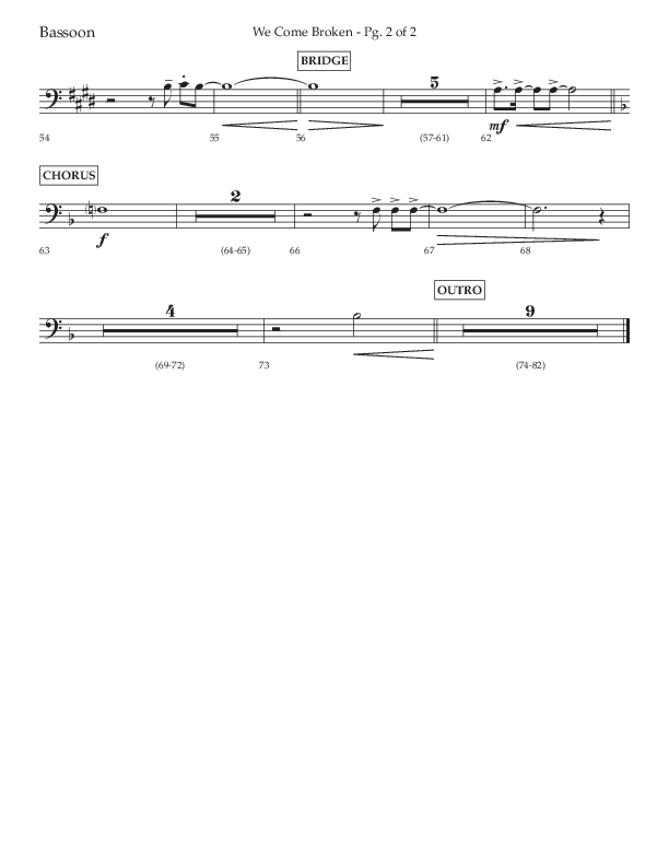 We Come Broken (Choral Anthem SATB) Bassoon (Lifeway Choral / Arr. Kirk Kirkland / Orch. Daniel Boundaczuk)