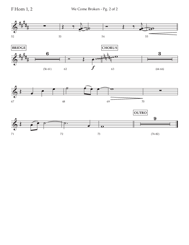 We Come Broken (Choral Anthem SATB) French Horn 1/2 (Lifeway Choral / Arr. Kirk Kirkland / Orch. Daniel Boundaczuk)