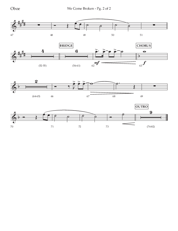 We Come Broken (Choral Anthem SATB) Oboe (Lifeway Choral / Arr. Kirk Kirkland / Orch. Daniel Boundaczuk)