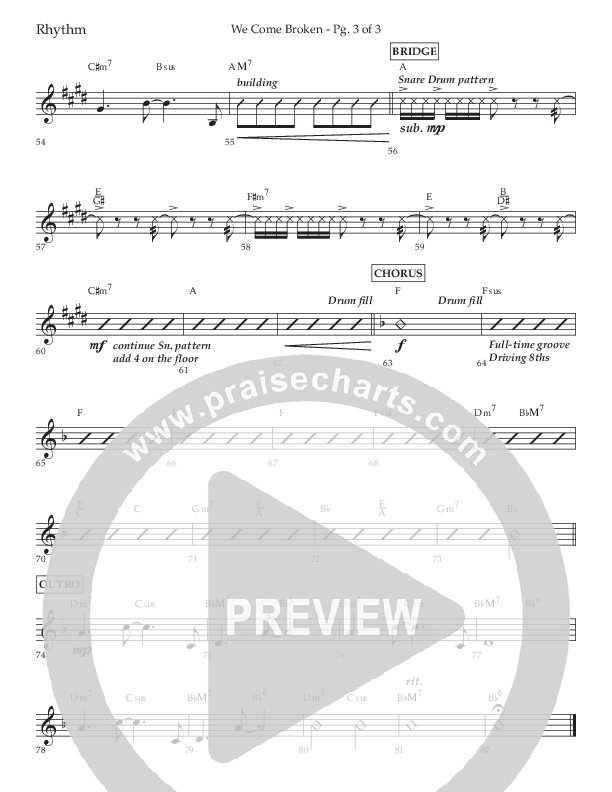 We Come Broken (Choral Anthem SATB) Lead Melody & Rhythm (Lifeway Choral / Arr. Kirk Kirkland / Orch. Daniel Boundaczuk)