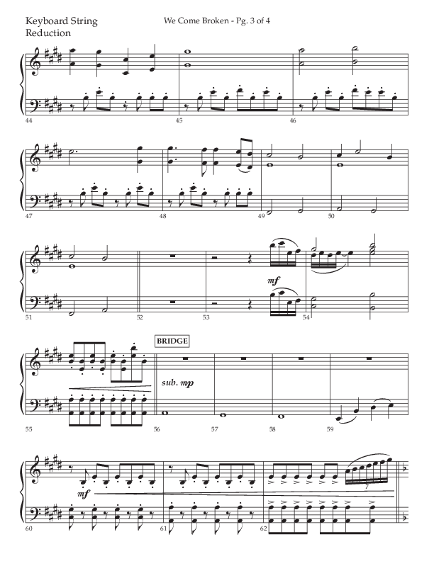 We Come Broken (Choral Anthem SATB) String Reduction (Lifeway Choral / Arr. Kirk Kirkland / Orch. Daniel Boundaczuk)